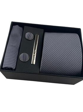 8cm necktie cufflinks Tie clip hanky men suit 4 sets男士领带