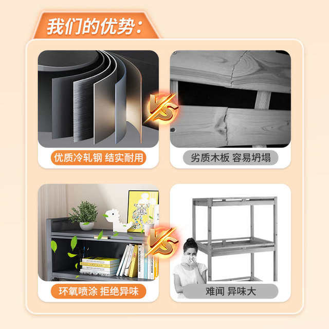 Household steel children's bookcase with door dustproof small bookcase living room storage cabinet floor-standing storage rack iron art flip door