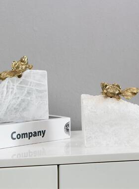 新中式样板间售楼KF-4114处软装饰品件鹤然石膏矿石黄天铜仙现代