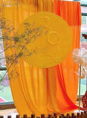 高档国风新中式布幔书法纱幔国庆游园会装饰婚庆婚礼吊顶背景布幔