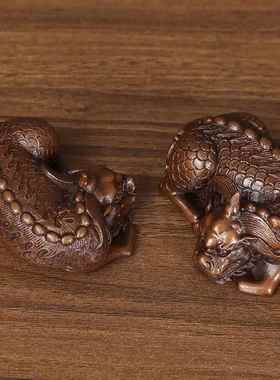 紫铜麒麟镇纸摆件家居办公室桌面迷你瑞兽工艺品麒麟礼品书桌摆设