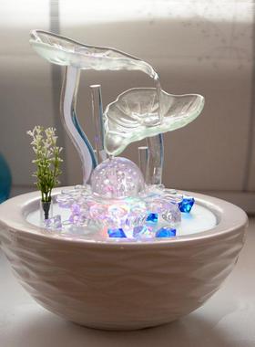 乔送礼客厅装饰品迁流水桌小喷泉摆面陶瓷水晶球创设意加湿器3-22