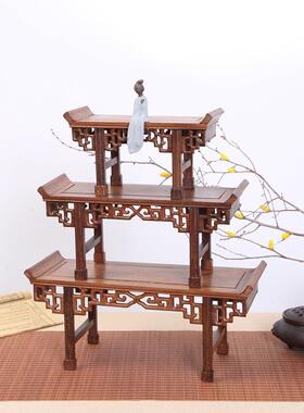 鸡翅木摆件底座家居雕刻木质工艺品托架长方形奇石头佛像花盆底座