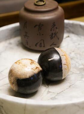 YuShiLin硅化木多功能实心手球树化石减压手转手玩物件圆球摆饰品