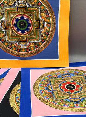 保真西藏尼泊尔纯手工手绘坛城唐卡客厅佛堂挂画书房走廊装饰画布