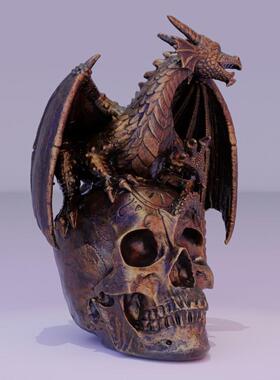 跨境新品飞龙骷树髅头雕像工艺品摆件花园装脂桌面饰AL704423雕塑