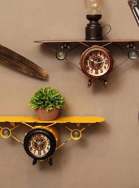 复古铁艺装饰飞机螺旋桨时钟壁饰壁挂酒吧网咖挂件墙面装饰