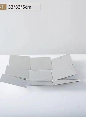 创意现代九宫格不锈钢果盘客厅酒吧软装饰品样板金属收纳摆件果篮