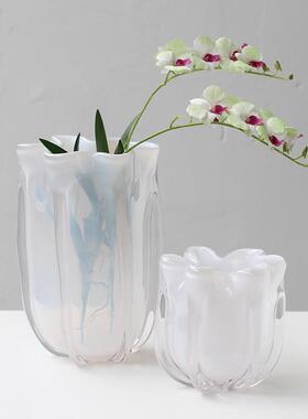 现代简约样板间白菜花瓣琉璃花瓶餐厅客厅玄关台面玻璃装饰花瓶