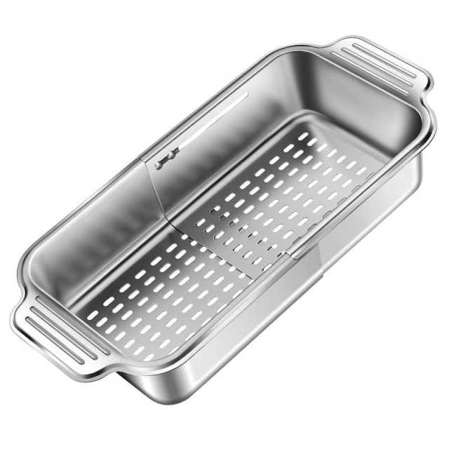 Frame stainless steel frame telescopic vegetable wash basket for household use multi-function sink vegetable basket kitchen drain storage