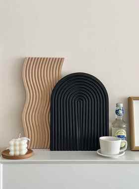 ins风创意不规则木质黑色托盘装饰摆件桌面香薰托盘收纳拍照道具