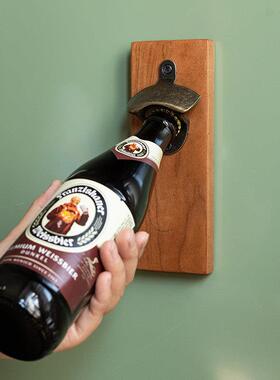 掬涵黑胡桃木啤酒开 瓶器起子个性创意家用摆件轻奢开 盖木质启瓶