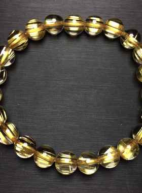 天然猫眼钛晶手链浓密板状单圈发晶手串 男女款珠链珠串规格8毫米