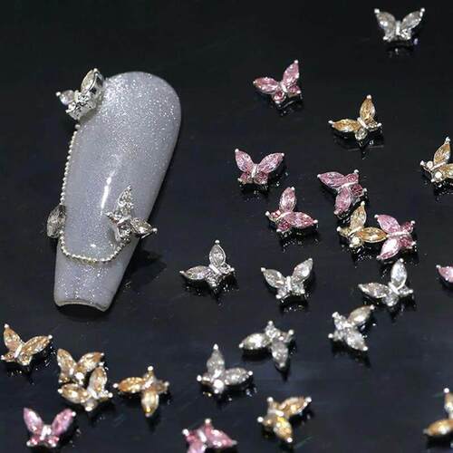10pcs Mini 4*5mm Crystal Butterfly Nail Art Charms 3D Diamon - 图1