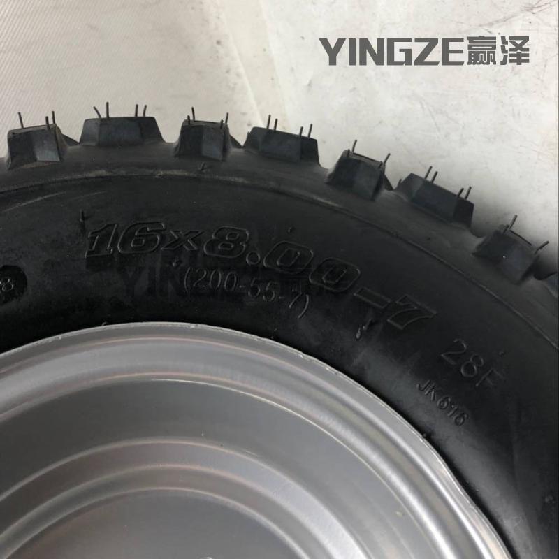 四轮沙滩车卡丁车配件 7寸越野轮胎 16X8.00-7真空轮胎加铁轮毂 - 图1