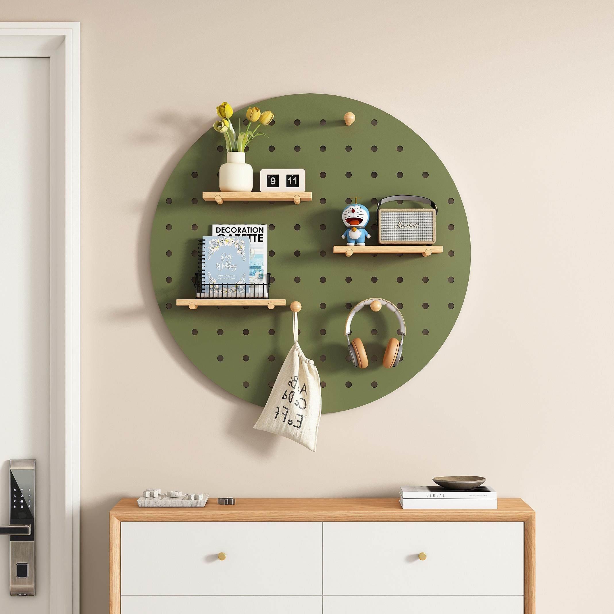 Customized solid wood hole board entry home storage rack love hole board decorative storage wall storage shelf porch hanging