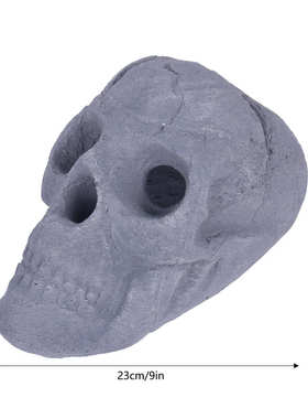 爆款万圣节火烧骷髅头摆件节日派对头顶冒火陶瓷 工艺品装饰