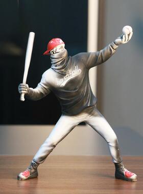 时尚工艺品蒙面欧美男孩街头艺术工业风人像雕塑摆件家居精美礼品