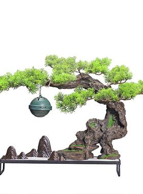 中式迎客松倒流香仿真造盆景观倒流香办公室家居室内酒店装饰摆设