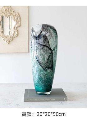 轻奢琉璃水培玻璃花瓶美式样板房现代创意装饰品客厅插花花器摆件