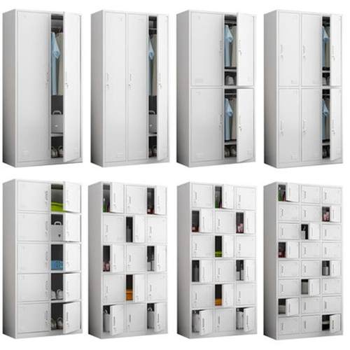 钢制更衣柜鞋柜4门6门宿舍铁皮柜带锁浴室换衣柜健身房多门储物柜 - 图1