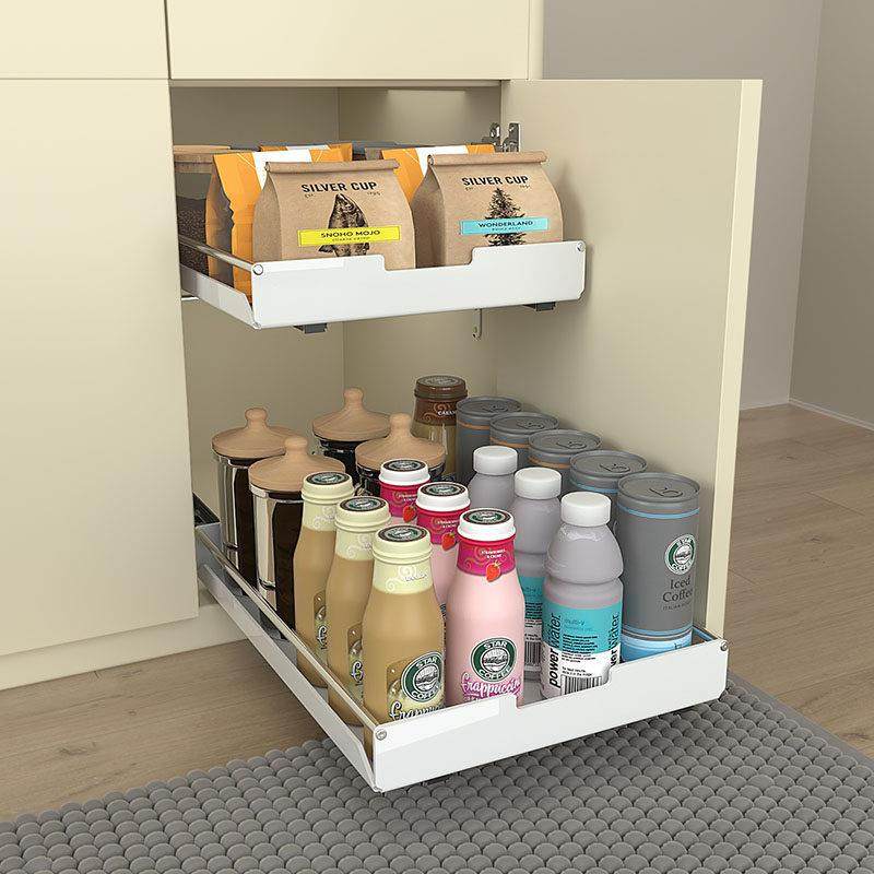 环保边柜自制拉篮橱柜改造带轨道抽屉托盘免打孔零食储物PP收纳盒,淘宝优惠券,粉丝福利购,淘宝优惠卷