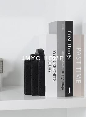 树脂仿黄洞石书档书靠书立摆件玄关办公室书房书桌软装饰品电视柜