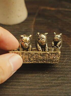 跨境热卖黄铜创意小猪糟摆件精美香插铜猪糟实心摆摊饰品