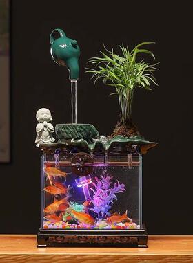 时来运转招财悬壶循环流水摆件鱼缸客厅玄关乔迁新居开 业礼品装