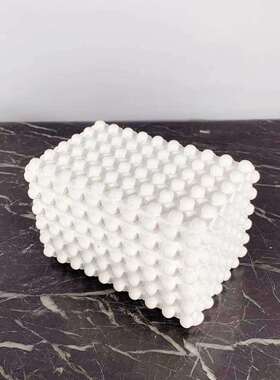 简约现代白色波点几何立方体摆件 样板间书房桌面装饰品魔方