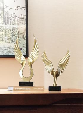 高档欧北抽翅膀摆件客厅展翅高飞艺术装酒饰品柜书房办公室象桌面