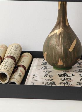 新式方摆形中铁艺托书卷DAP陶瓷花瓶组合件展厅茶几茶室软盘装摆
