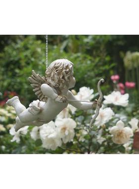 复古做旧悬挂树脂爱神丘比特小天使挂件摆件花园庭院装饰品现货
