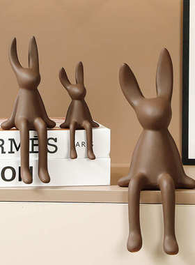 长网 创意兔客厅卡通酒柜电视柜玄关红耳坐姿轻摆件高档装饰品奢