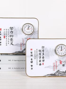 闹钟桌面摆放孩子学习很苦励志摆台钟房间书桌静音时钟表装饰摆件