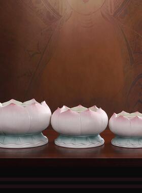 久畔陶瓷青粉莲花瓣香炉家用供奉佛前摆件观音上香线香炉插香供香