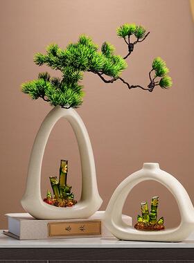 节高升竹子花瓶玄摆件客厅jjgs电视柜办公室插花花关器高级感节装