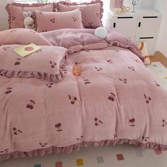 Winter Thickened Milk Fleece Four-Piece Set Warm Coral Flannel Bedding Cover Double-Side Fleece Bedding