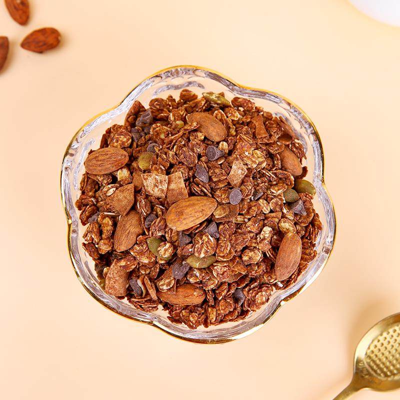 海盐可可烘焙麦片冲饮早餐健身坚果榛子巧克力燕麦片隔夜燕麦450g,淘宝优惠券,粉丝福利购,淘宝优惠卷