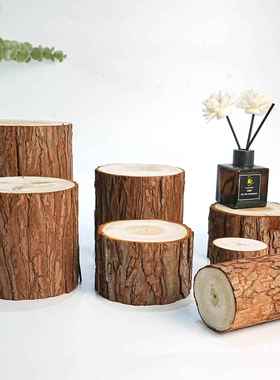 底座小木桩原木摆件木头拍摄道具装饰树桩幼儿园手工diy材料杉木