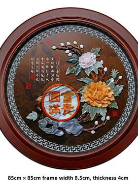 中国木雕挂件玉雕装饰画客厅走廊过道入口玄关圆沙发背景墙挂画