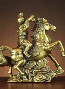 黄铜马上封侯摆件马上猴拿印猴生肖家里客厅书房办公室小号装饰