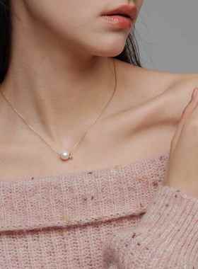 sanswood《迷失东京》8-9mm路路通珍珠项链女 简约高级莫桑石吊坠