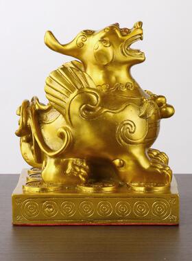 铜貔貅摆件一个黄铜单角方底貔貅店铺开业礼品铜器工艺品