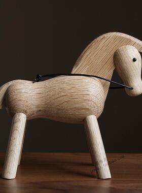 白马 家居装饰办公室实木摆件创意生日礼物送男友手工木质工艺品