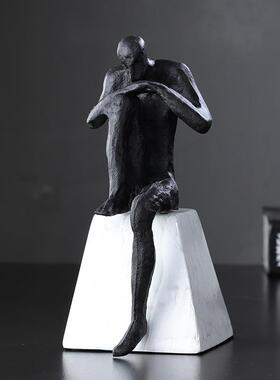 现代轻家奢树脂思考者摆件儿ZM194849极面简居桌书房童样板间售楼