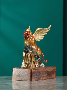 如虎添翼铜老虎摆件吉祥物客厅玄关办公室高档装饰品乔迁开业礼物