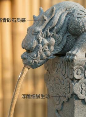 青砂石避水DUG镇金兽水流喷泉水兽摆件茶桌庭院水池吸鱼缸造景装