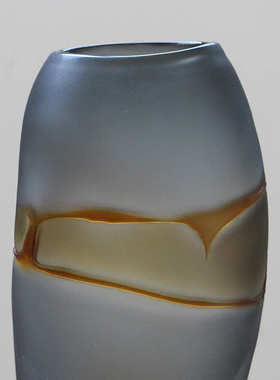 现代轻奢异形磨砂手工玻璃花瓶居家样板房酒店玄关台面装饰花瓶