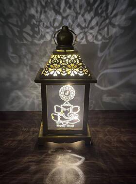 复古风摆件印度灯节布置节日金属工艺品户外庭院铁艺装饰灯象神